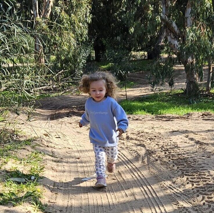 Gaia running in the forest